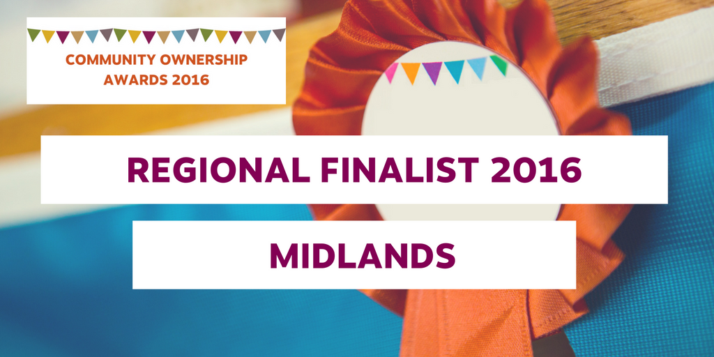 A graphic from the Community Ownership awards 2016 with the words Regional Finalist 2016 Midlands